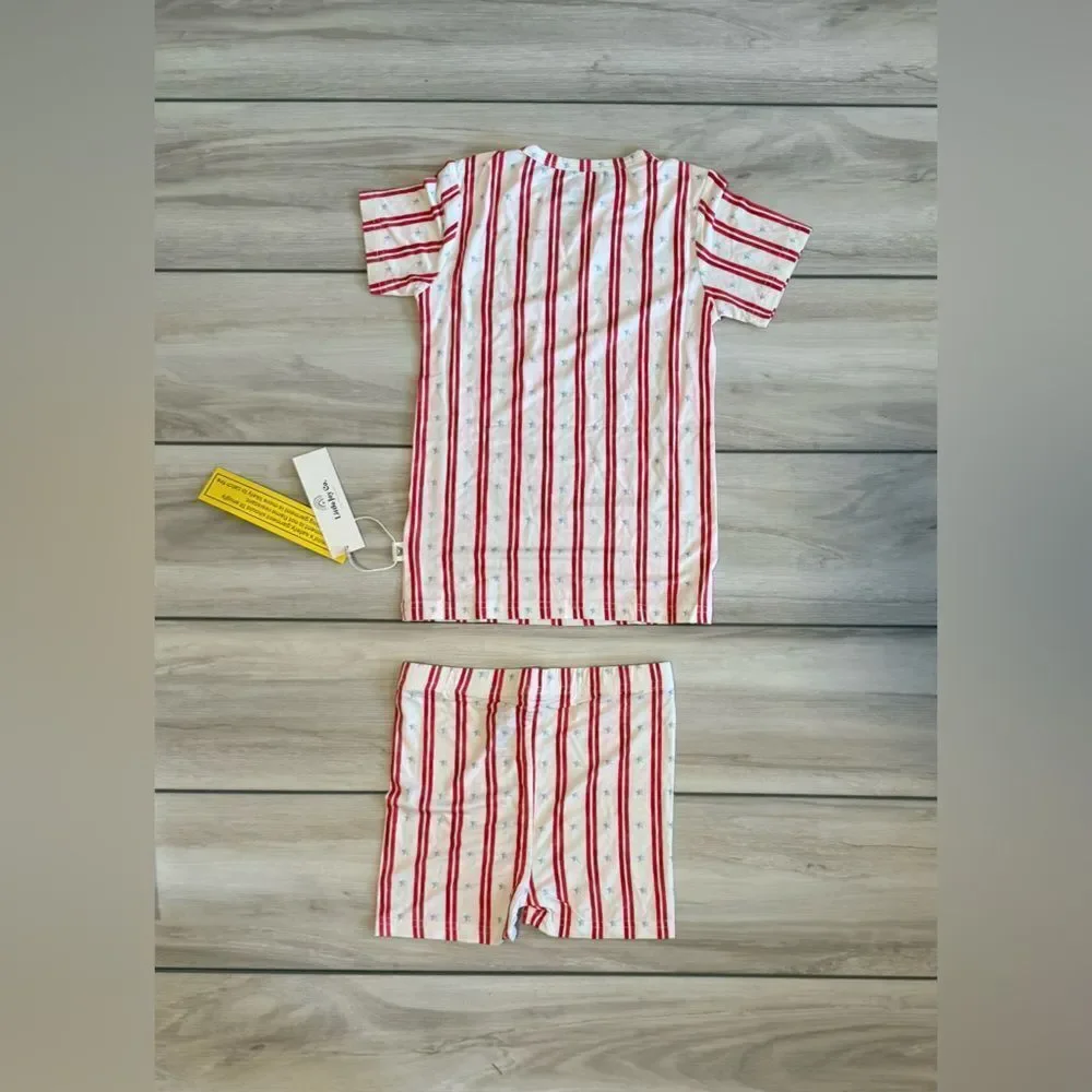 Little Joy Co Stars & Stripes 2pc Bamboo Pajamas Red Size 7/8 NWT IN PACKAGE
